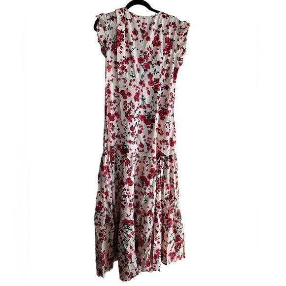 NWT Women’s V Neck Summer White Pink Floral Casual Maxi Dress Easter - Size SM - Picture 6 of 13